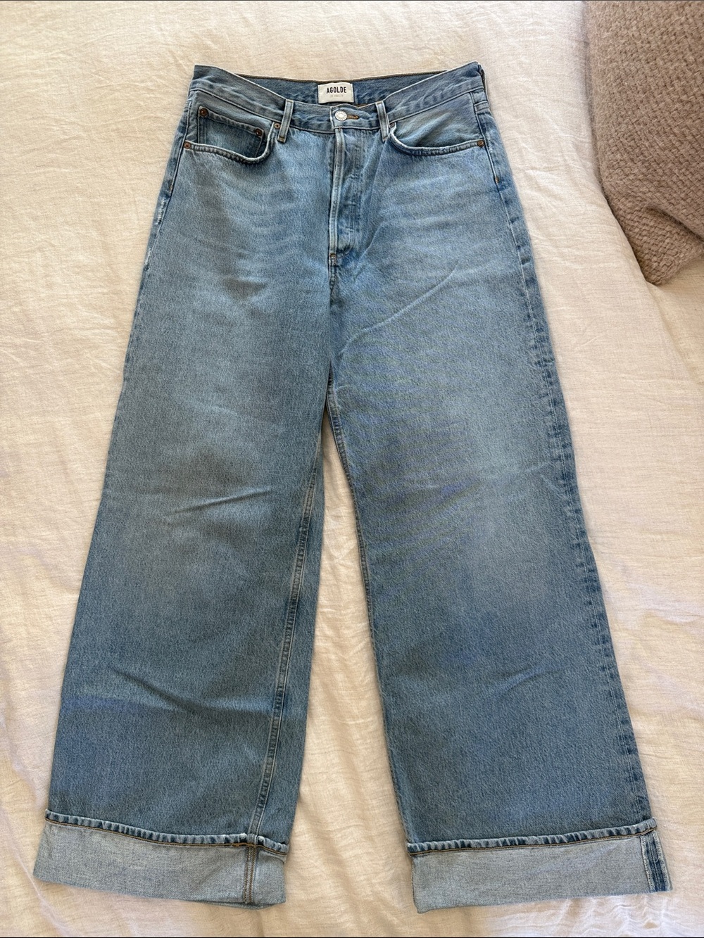 Agolde Dame Light Blue Wide-Leg Denim Jeans
